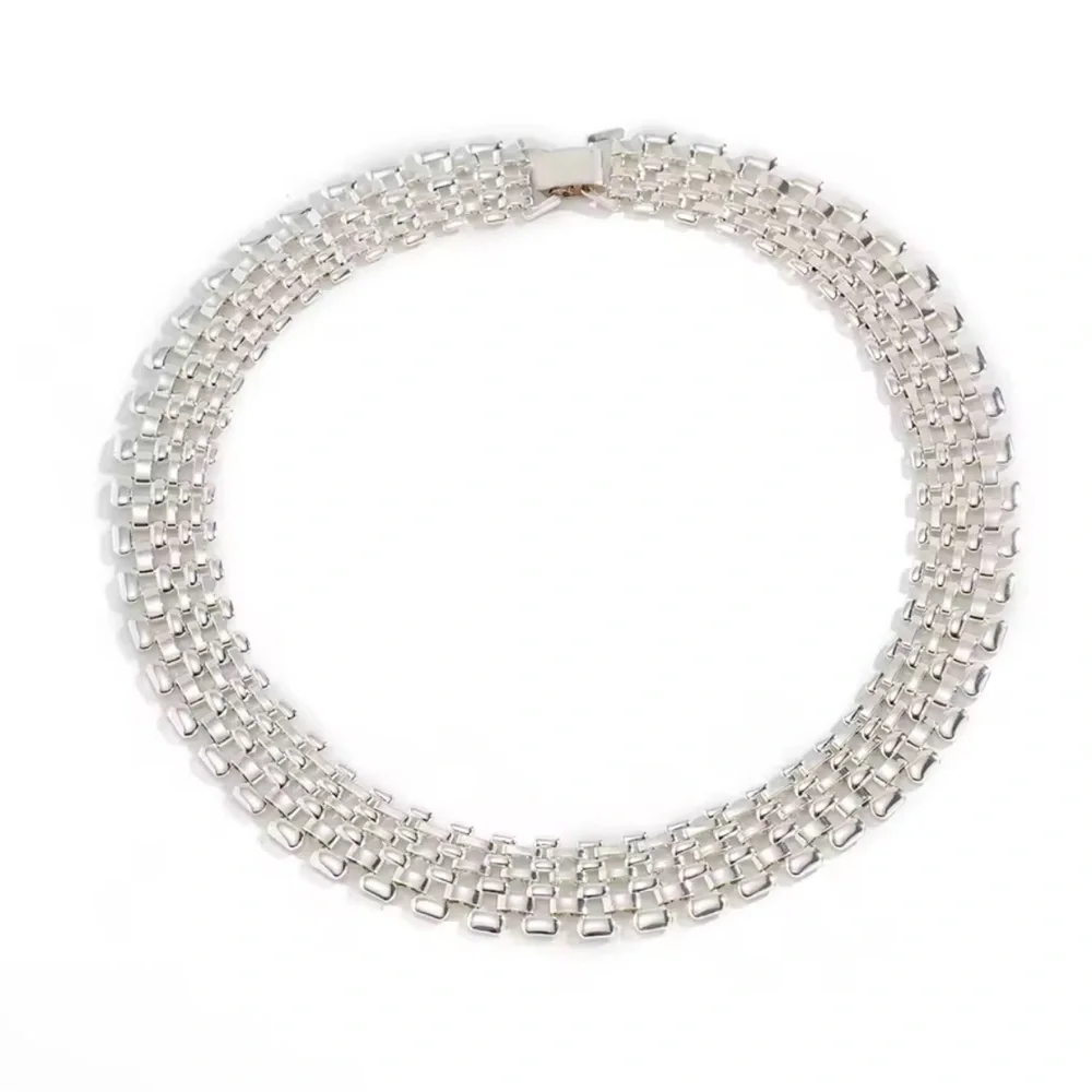 Seraphine Luxe Silver Multi-Layer Mesh Collar Necklace